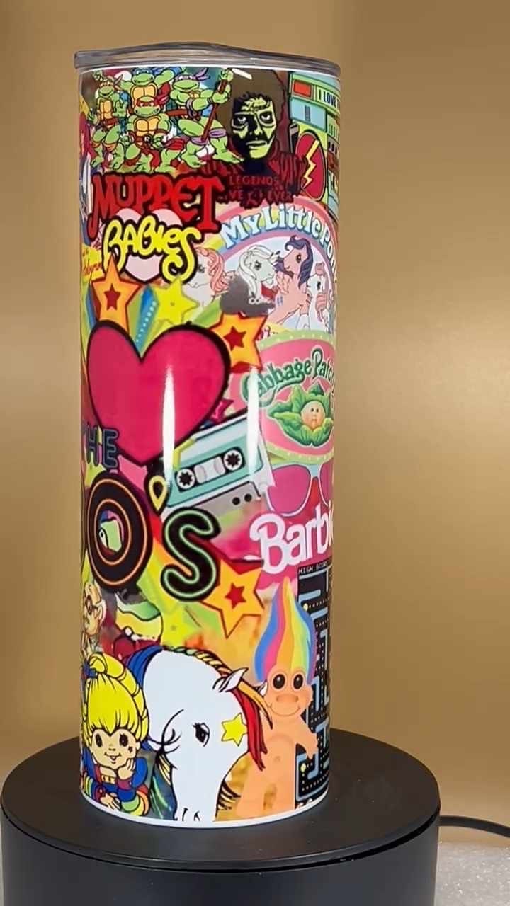 20oz 80s  cartoon icon tumbler and straw