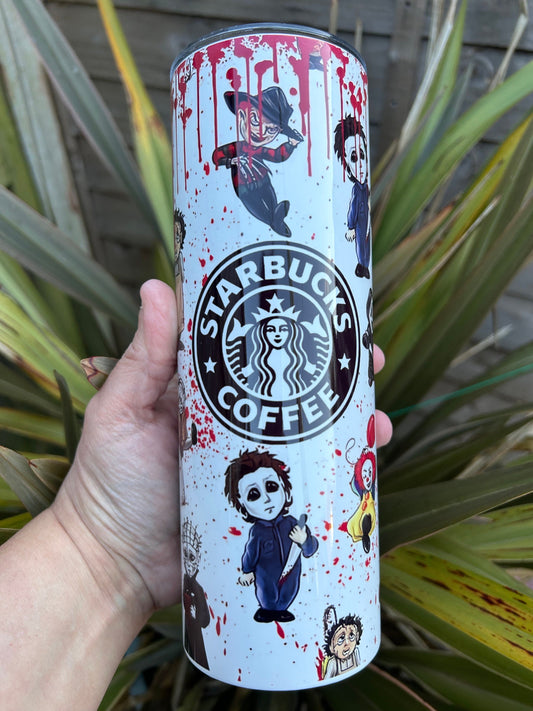 20oz Starbucks style horror character  tumbler and straw