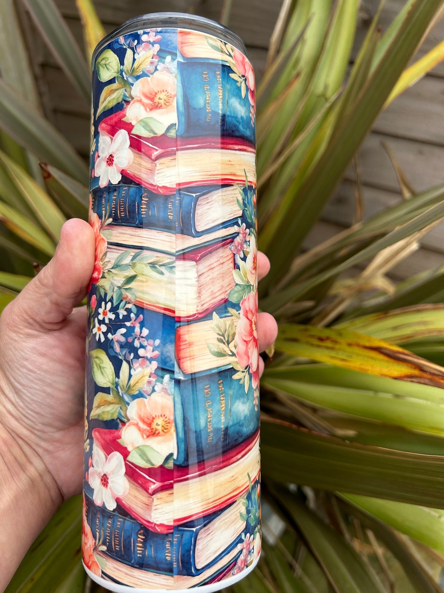 20oz Easily Distracted by Books tumbler and straw