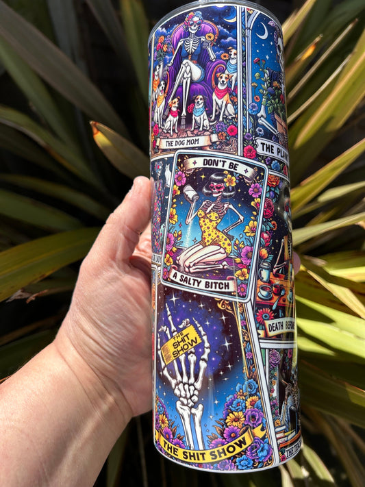 20oz tarot card, skull candy  tumbler and straw