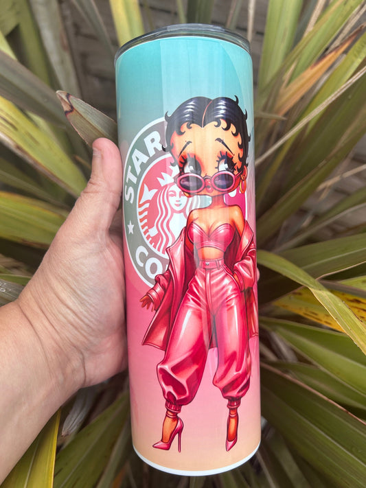 20oz Starbucks style cartoon icon tumbler and straw