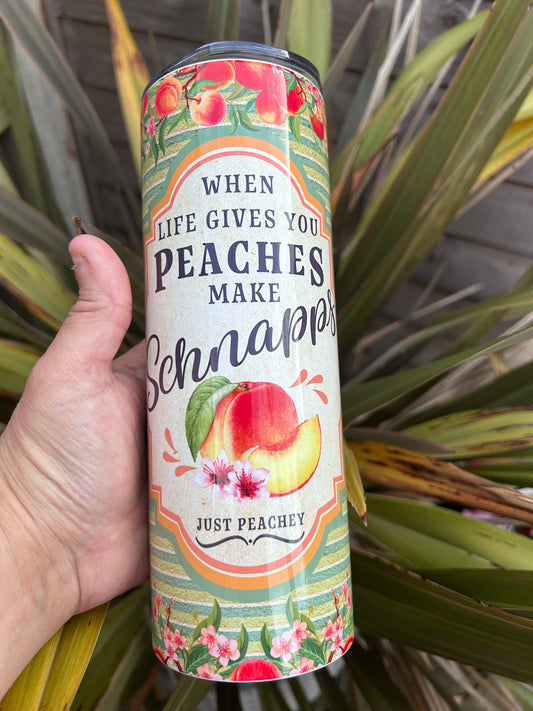 20oz peach snapps  tumbler and straw