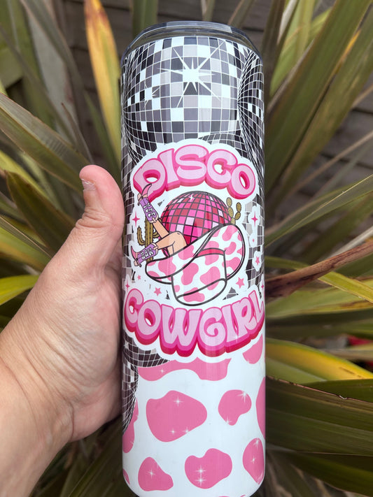 20oz disco cowgirl  tumbler and straw