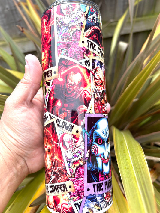 20oz horror films characters  tumbler and straw
