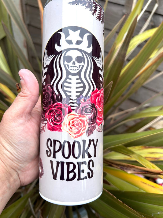 20oz Starbucks style spooky vibes  tumbler and straw