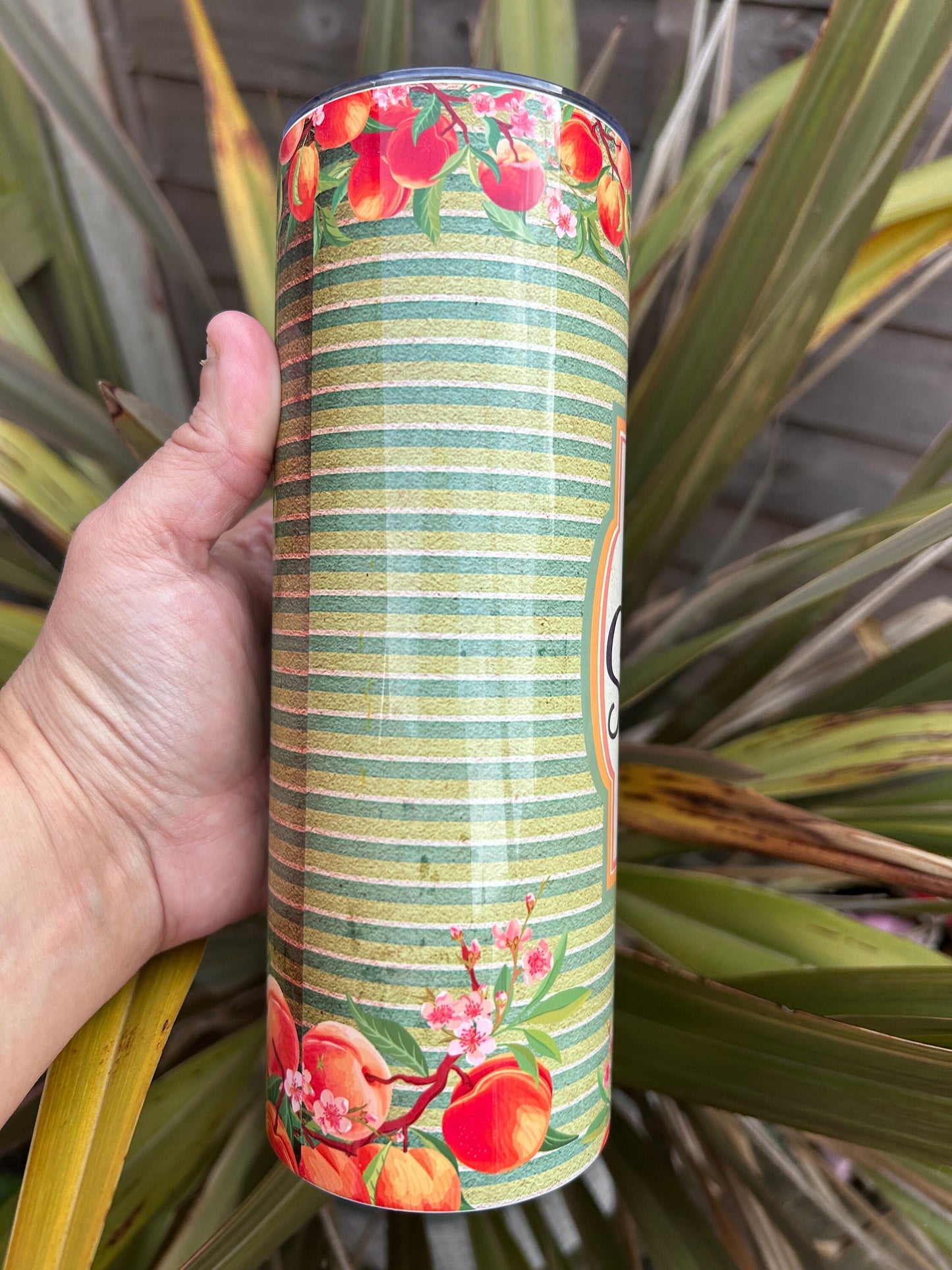 20oz peach snapps  tumbler and straw