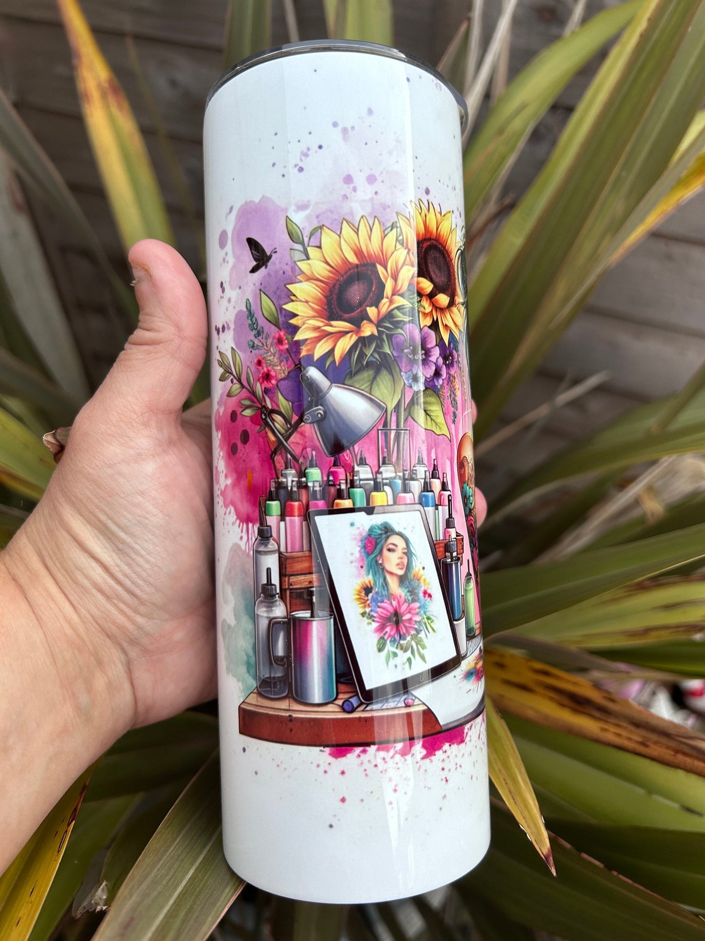 20oz Crafting a Small Business tumbler and straw