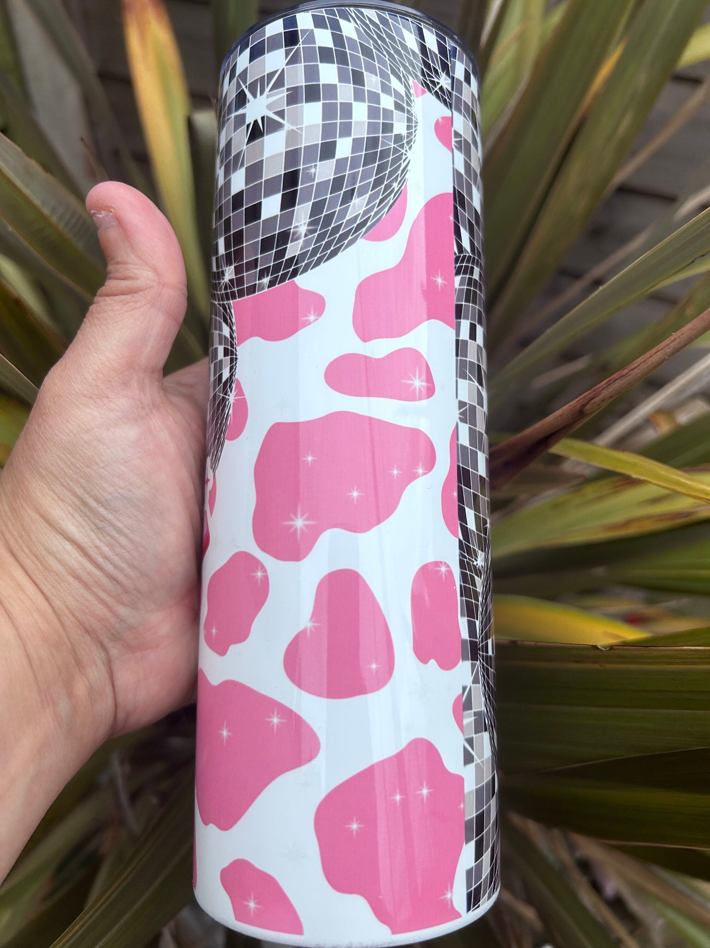 20oz disco cowgirl  tumbler and straw