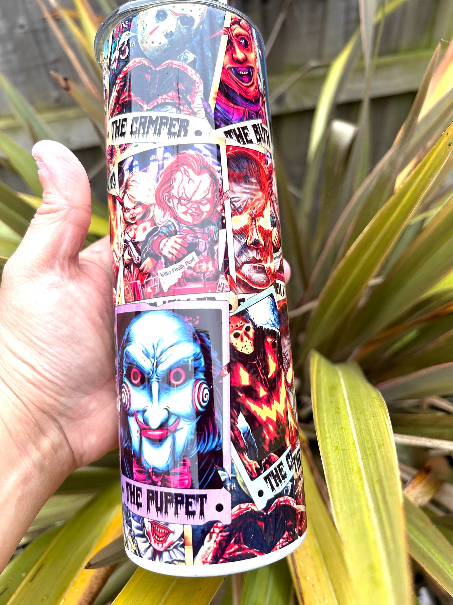 20oz horror films characters  tumbler and straw