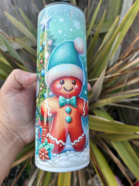 20oz Christmas gingerbread gonk  tumbler and straw