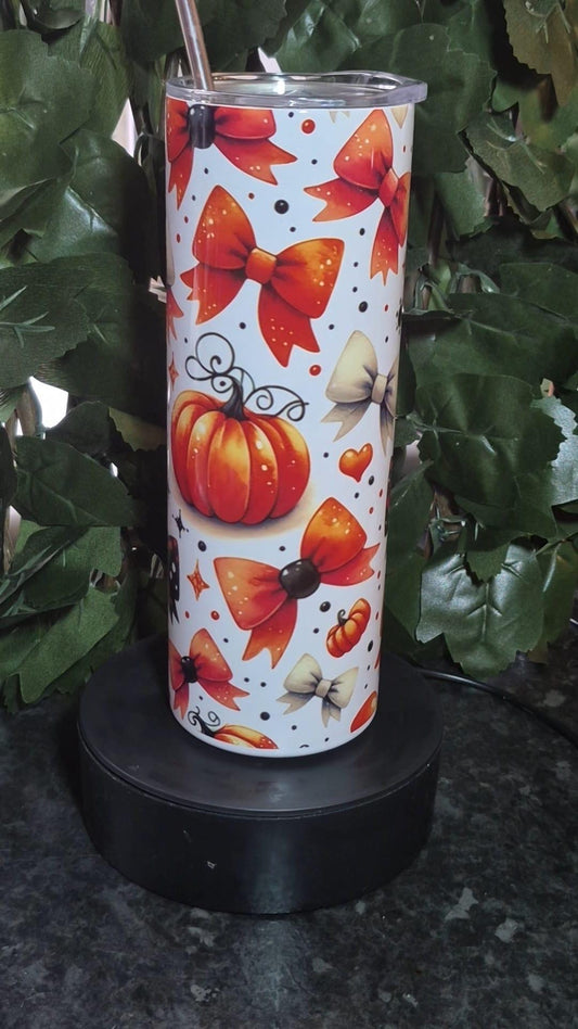 20oz Pumpkins & Bows, Halloween tumbler and straw