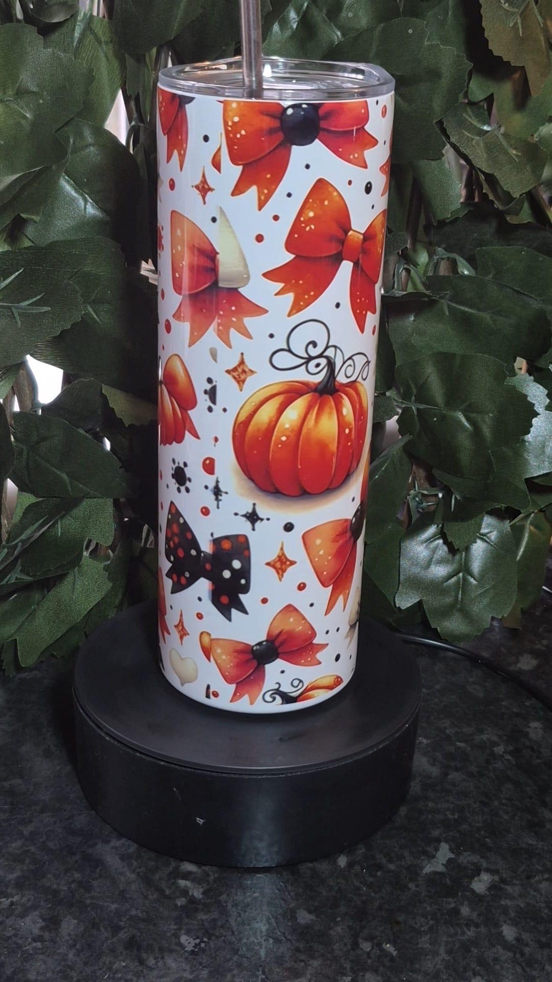 20oz Pumpkins & Bows, Halloween tumbler and straw