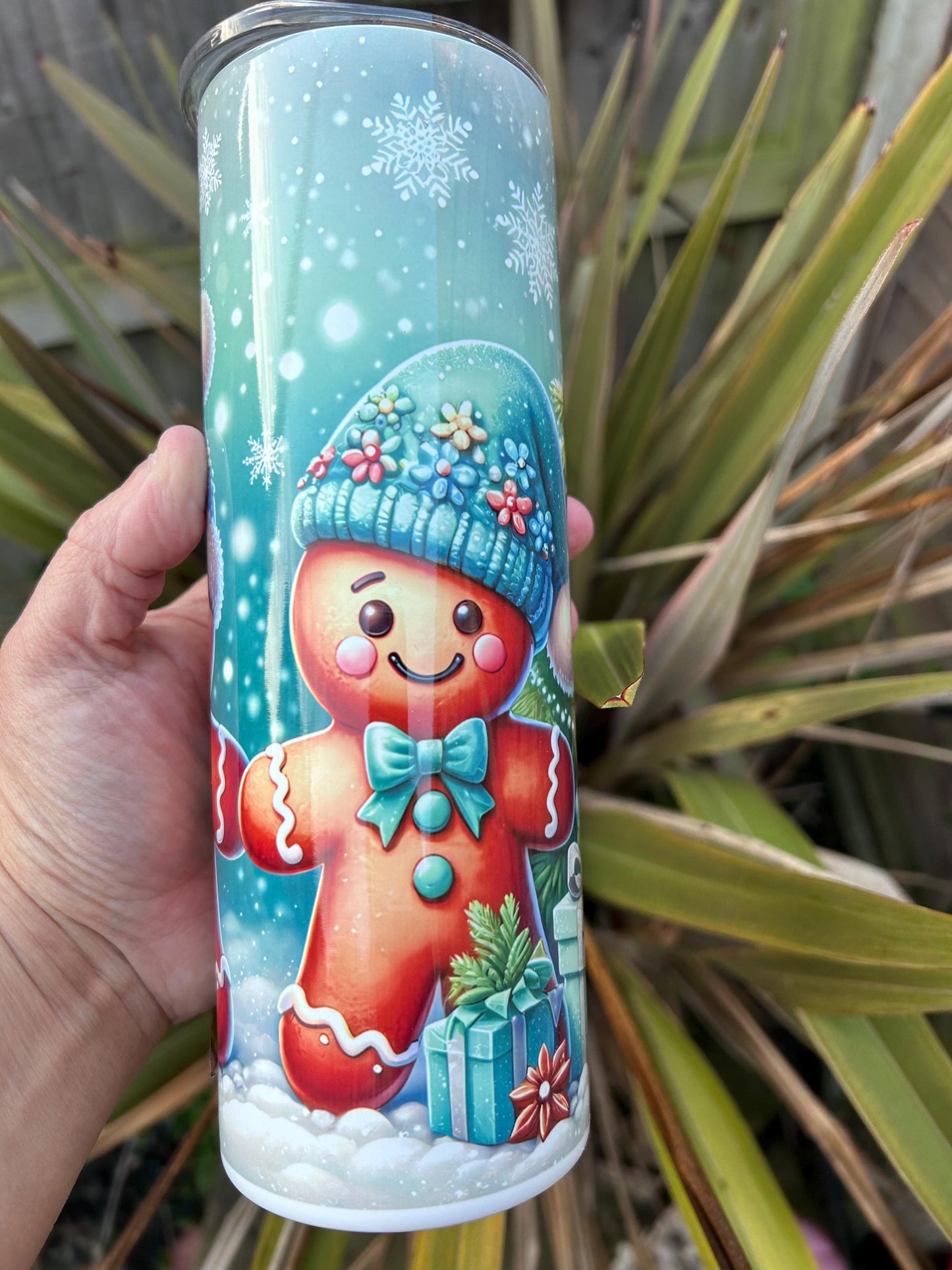 20oz Christmas gingerbread gonk  tumbler and straw