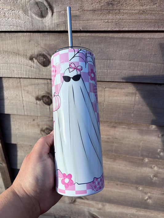 20oz Very Demure, Very cutesy, Very spooky ghost  tumbler and straw