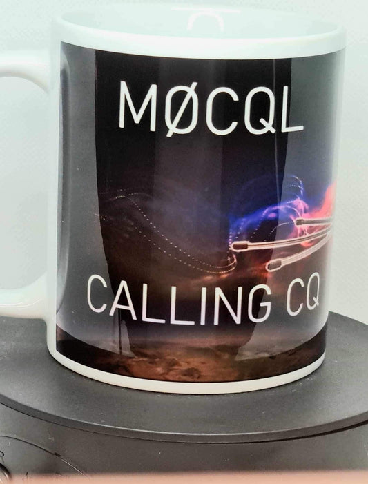 Personalised amateur radio callsign mug