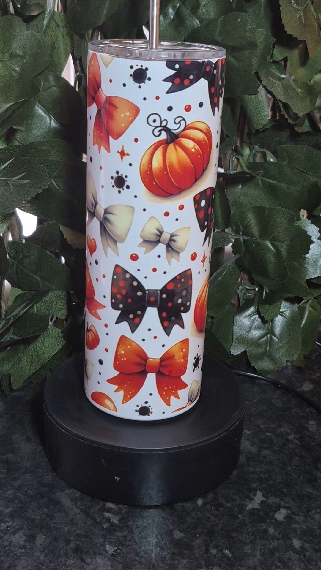 20oz Pumpkins & Bows, Halloween tumbler and straw