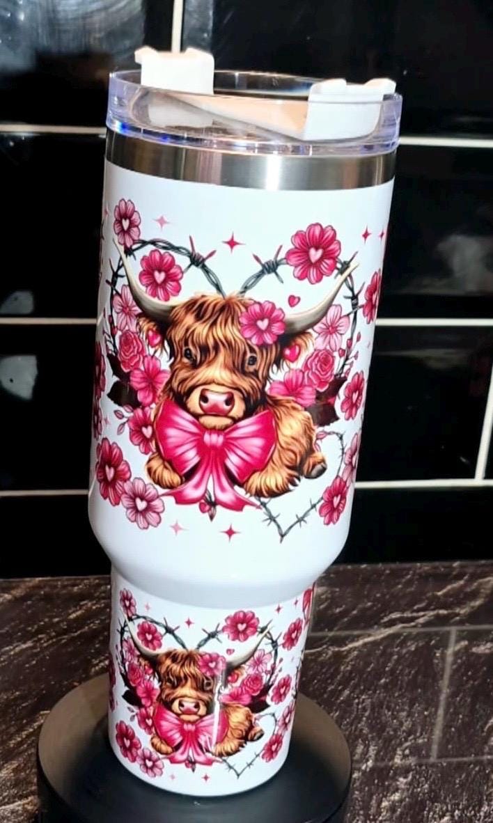 40oz Highland cow  Valentine Tumbler