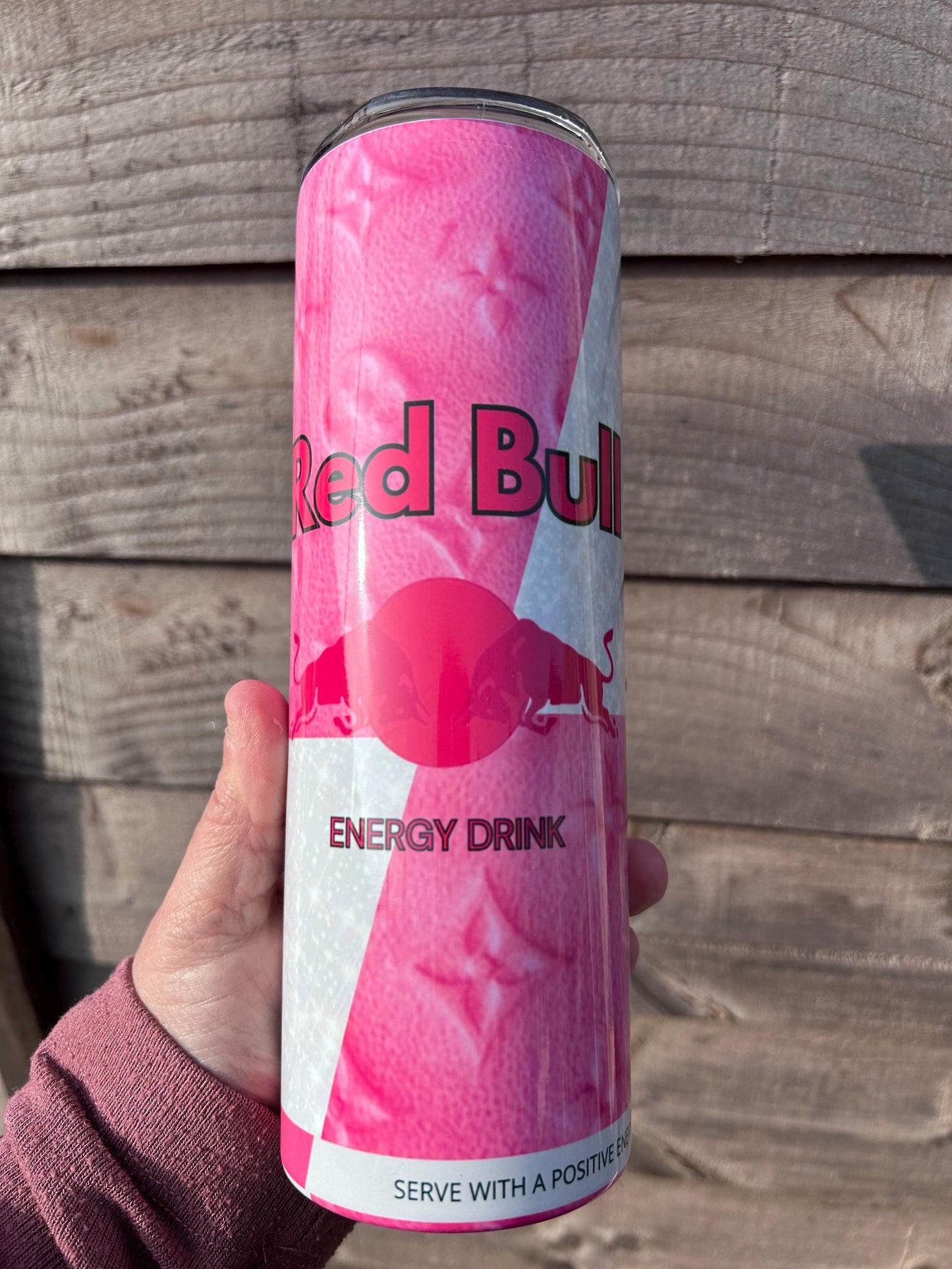 20oz Pink and white  Energy Drink tumbler and straw