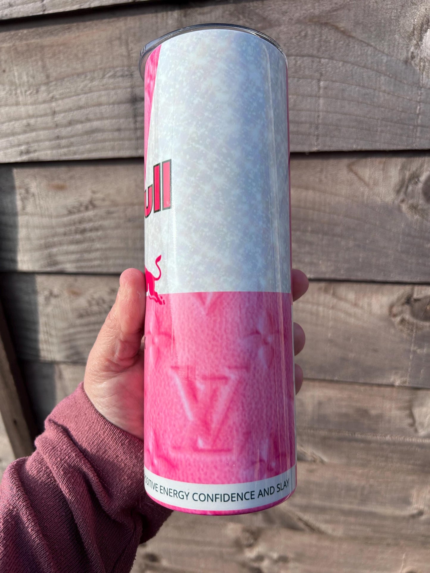 20oz Pink and white  Energy Drink tumbler and straw