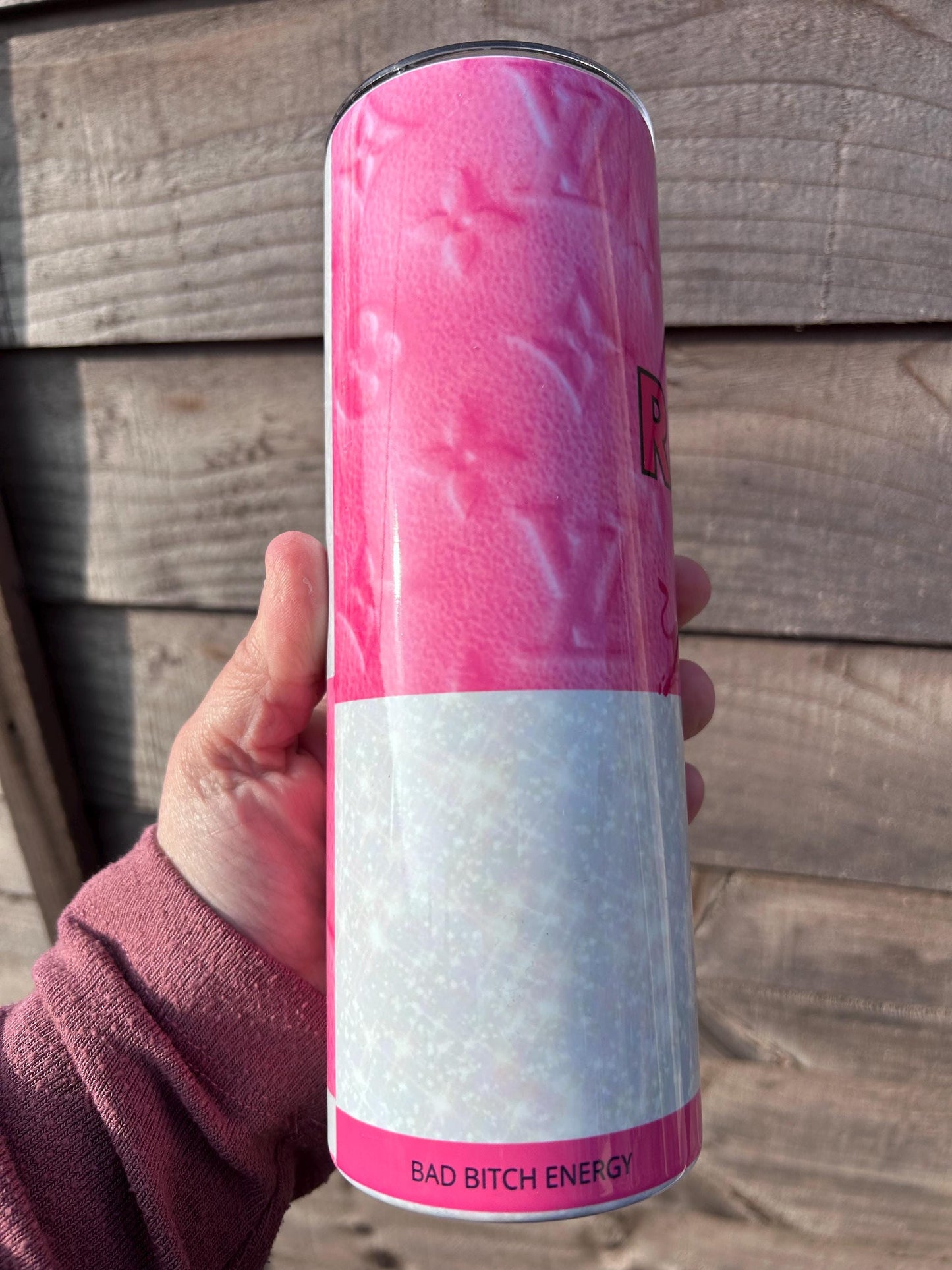 20oz Pink and white  Energy Drink tumbler and straw