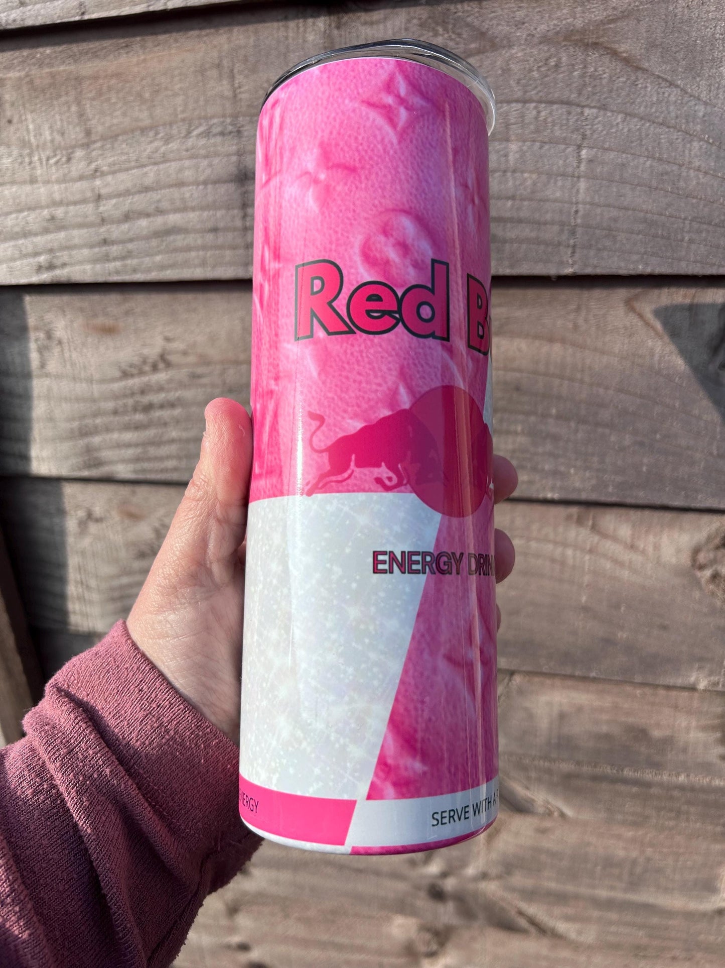 20oz Pink and white  Energy Drink tumbler and straw