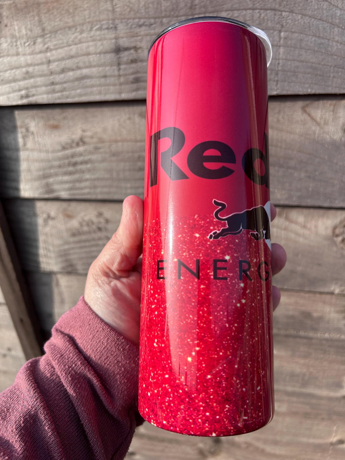 20oz Red  Energy Drink tumbler and straw
