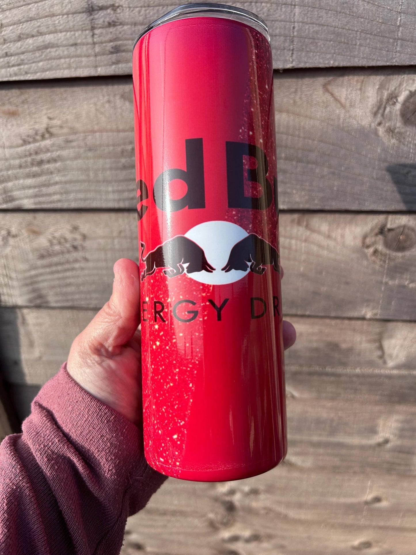 20oz Red  Energy Drink tumbler and straw
