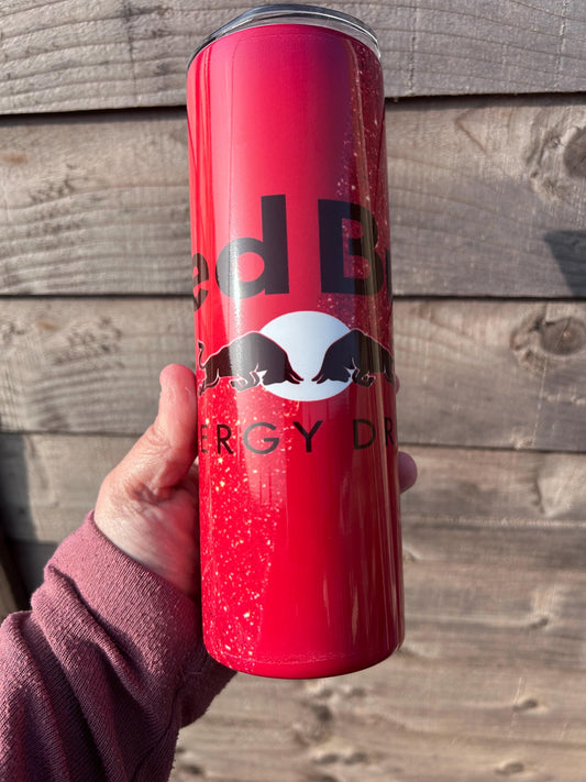 20oz Red  Energy Drink tumbler and straw