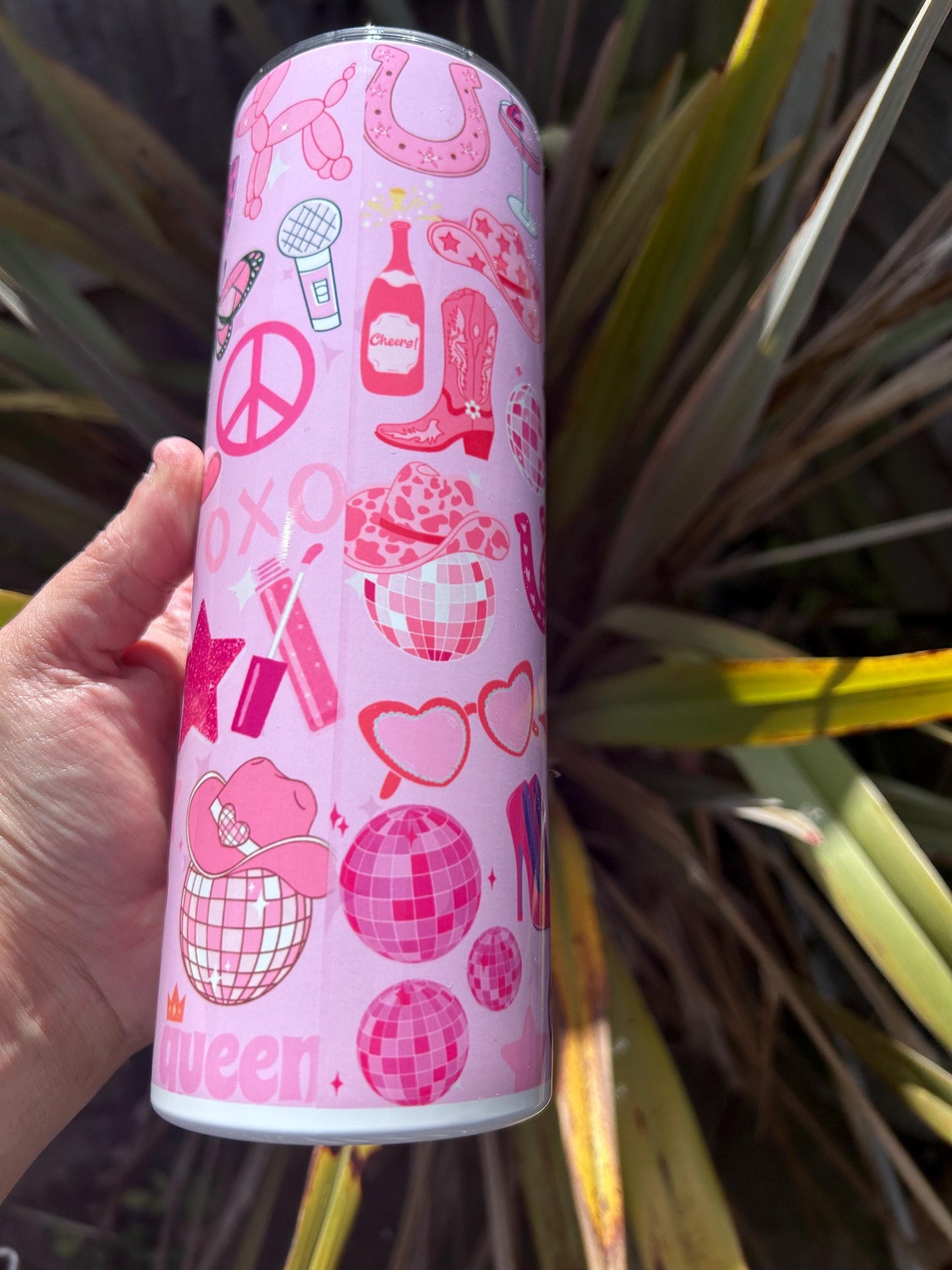 20oz Pink Pony Club tumbler and straw