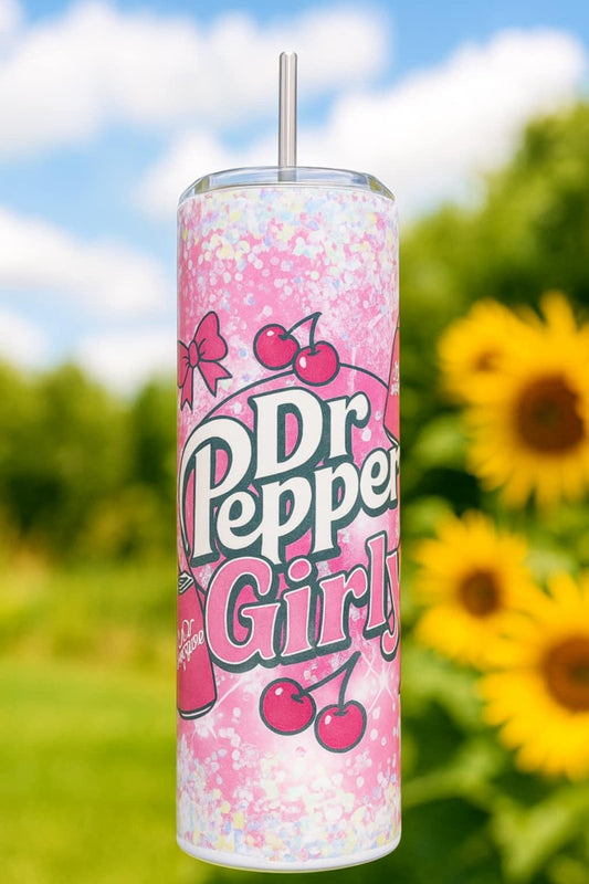 20oz Dr Pepper Girly Tumbler and Straw